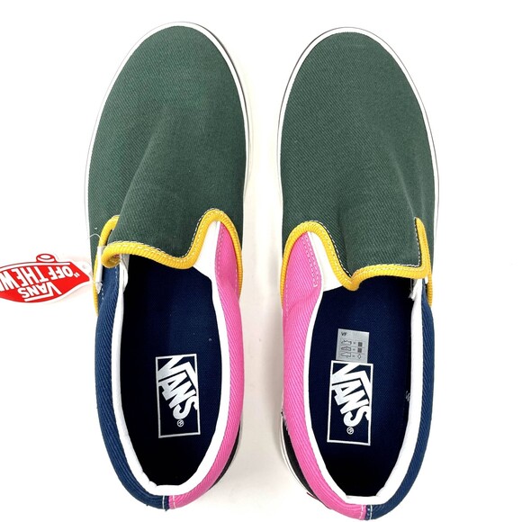 Vans Classic Slip-On Varsity VN0A4BV3V9H Mens Size 10.5 NEW Multi color Green - Picture 6 of 9